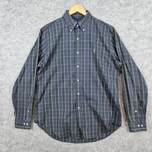 Ralph Lauren Classic Fit Blue Plaid Size 16 (34/35) 100% Cotton Flesh Pony Shirt